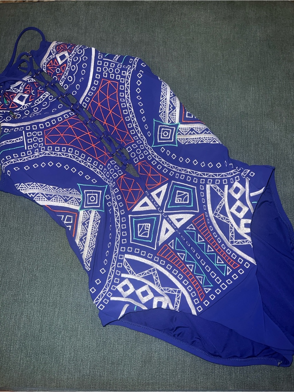 Trina Turk Royal Blue Geo-Print One-Piece Swimsuit
